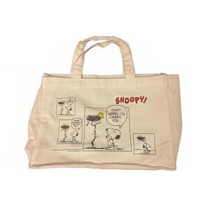 VTG Snoopy Canvas Tote Bag with Comic Strip Design